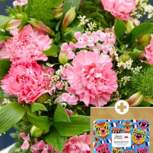 Bouquet du fleuriste Simple Coloré et con coffret de 12 oursons guimauve
