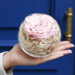 Rose éternelle rose et son vase boule